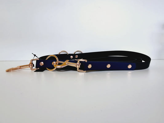 Doppelleine 2m black /  blue "exklusiv"