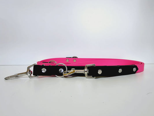 Doppelleine 2m black /   pink "girlpower"