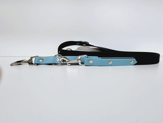 Doppelleine 2m black /  lite blue "elephant"