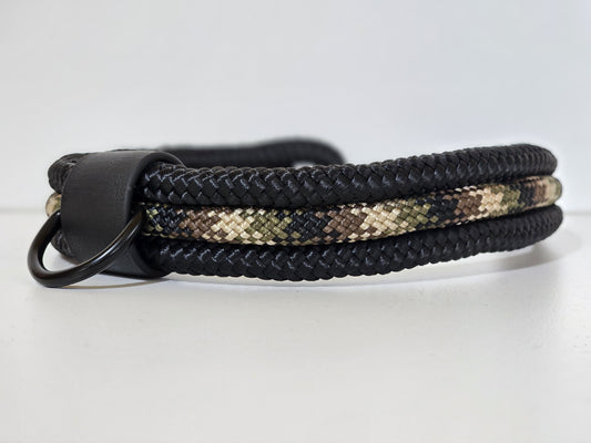 Tau Premium Halsband TRIO | 10mm | Bolzenhacken oliv camouflage / schwarz - schwarz