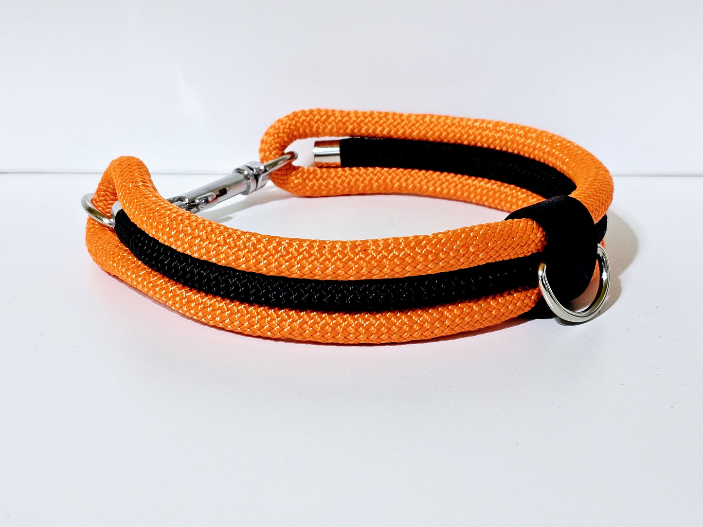 Tau Premium Halsband TRIO | 10mm | Bolzenhacken orange / schwarz - schwarz