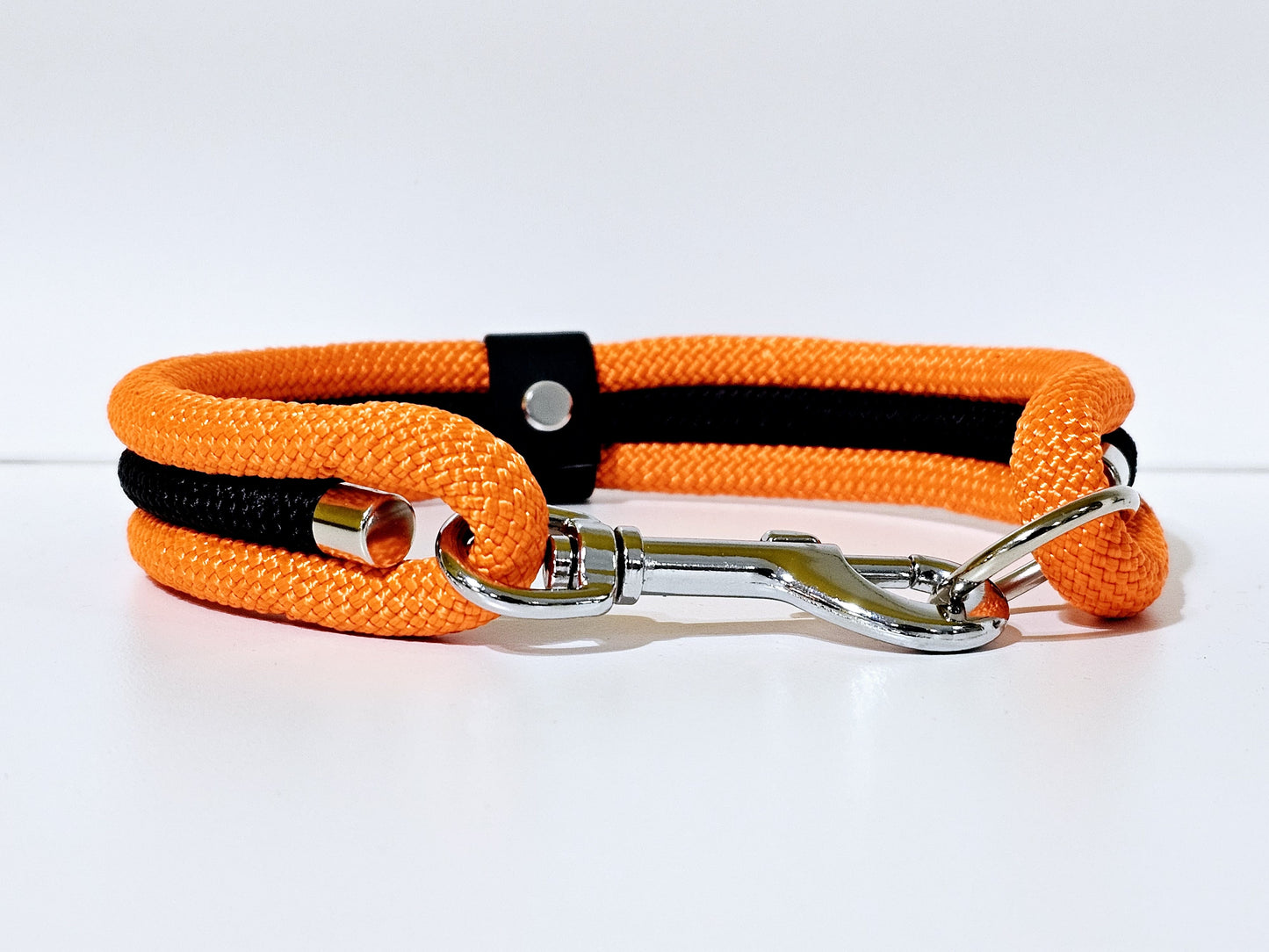 Tau Premium Halsband TRIO | 10mm | Bolzenhacken orange / schwarz - schwarz