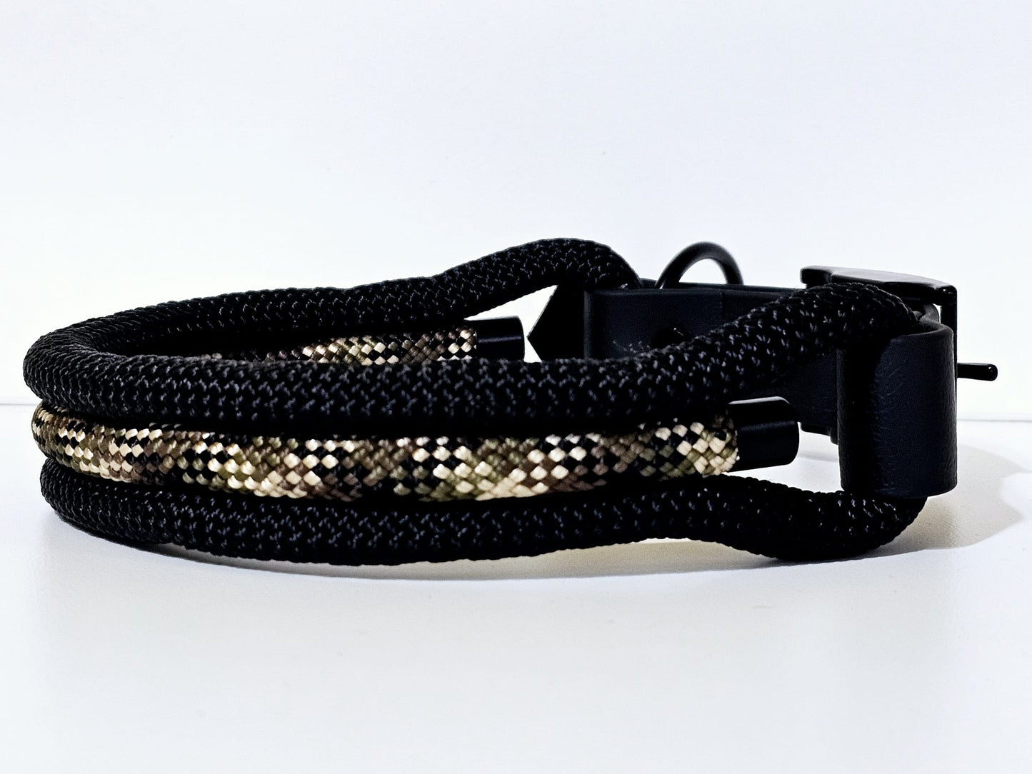 Tau Premium Halsband TRIO - Biothane Verschluss  Stück | 10mm / 25 mm | schwarz / camouflage / schwarz