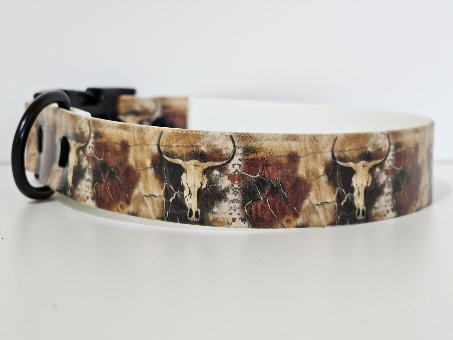Halsband 25mm breit UV-Druck| longhorn / schwarz