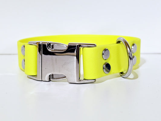 Halsband 25mm breit | neongelb / silber