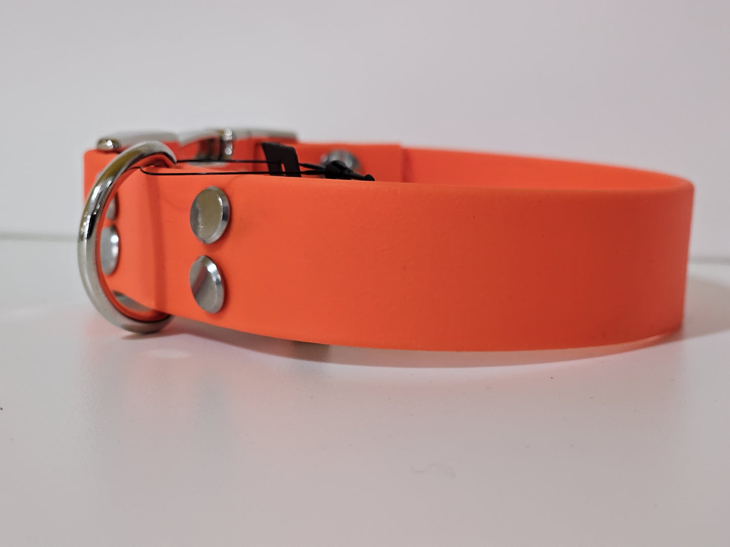 Halsband 25mm breit | neonorange / silber