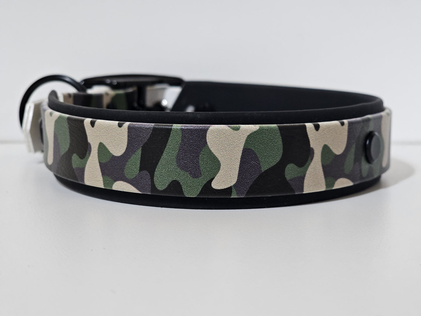 Halsband 25mm breit UV-Druck 2lagig | camouflage - schwarz / schwarz