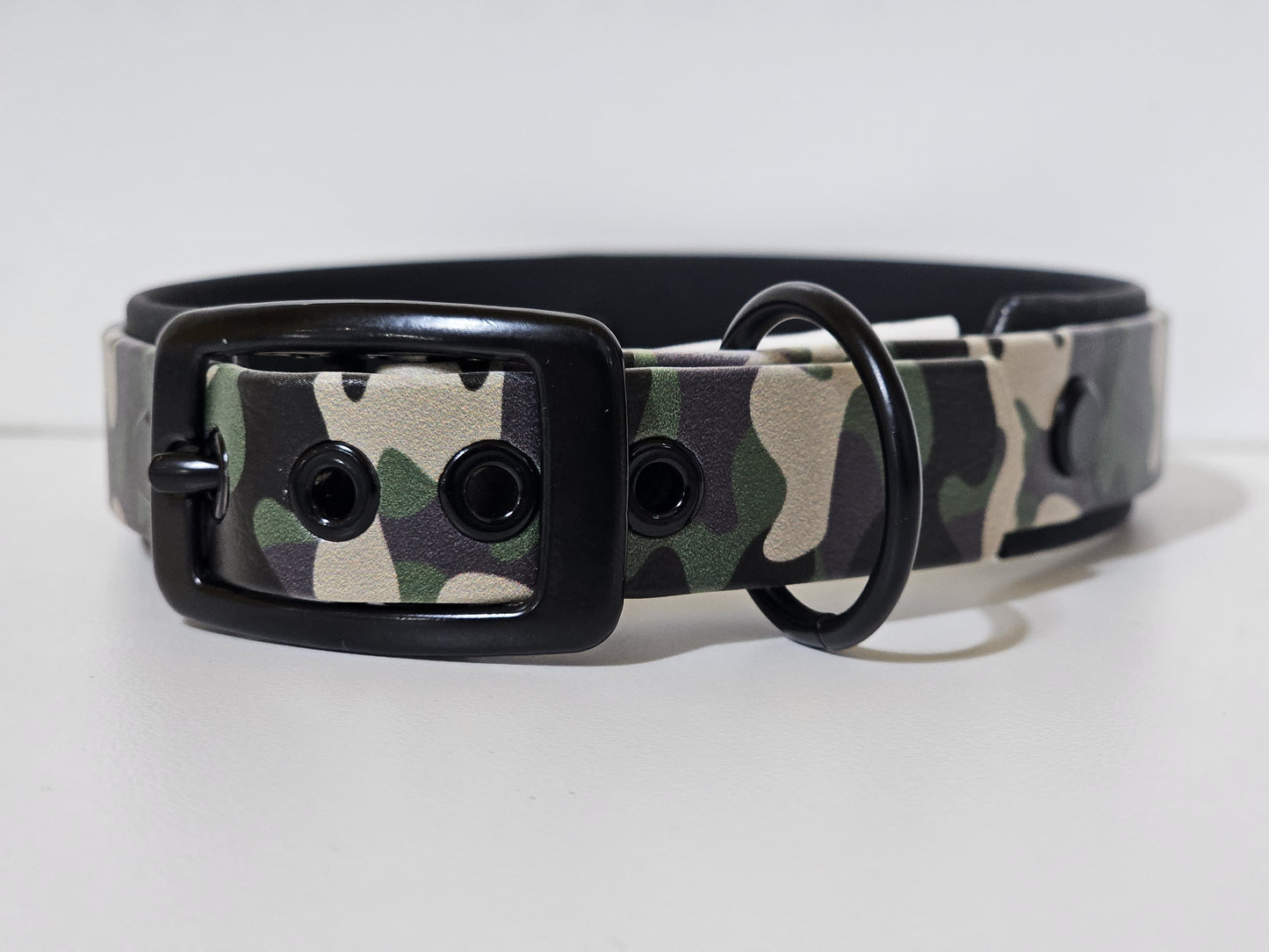 Halsband 25mm breit UV-Druck 2lagig | camouflage - schwarz / schwarz