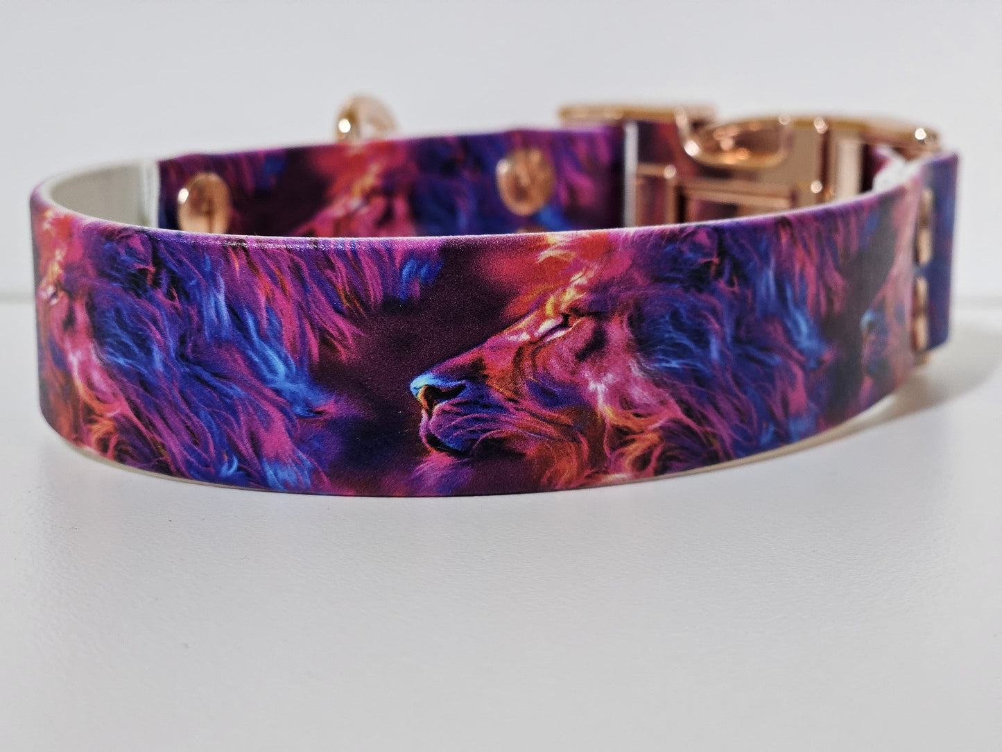 Halsband 25mm breit UV-Druck| lions / rose gold