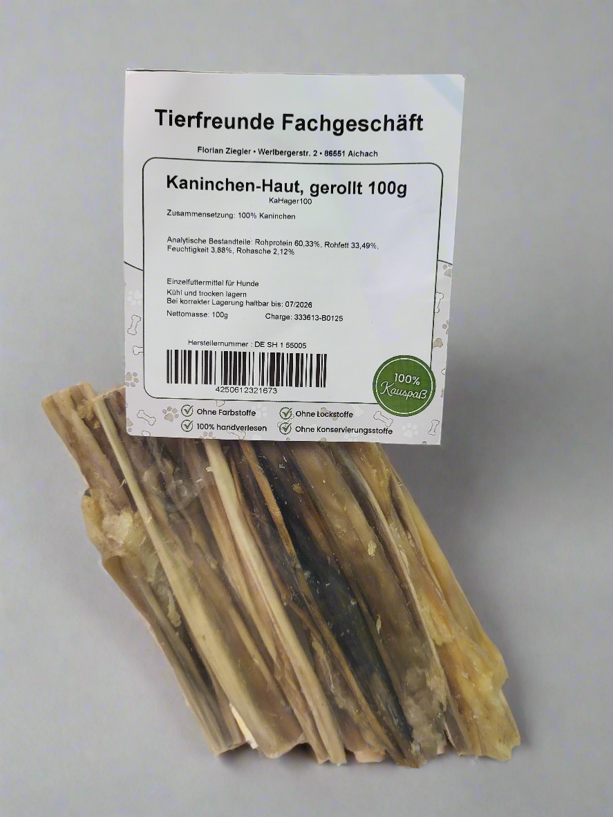 Kaninchen Haut gerollt 100 Gramm