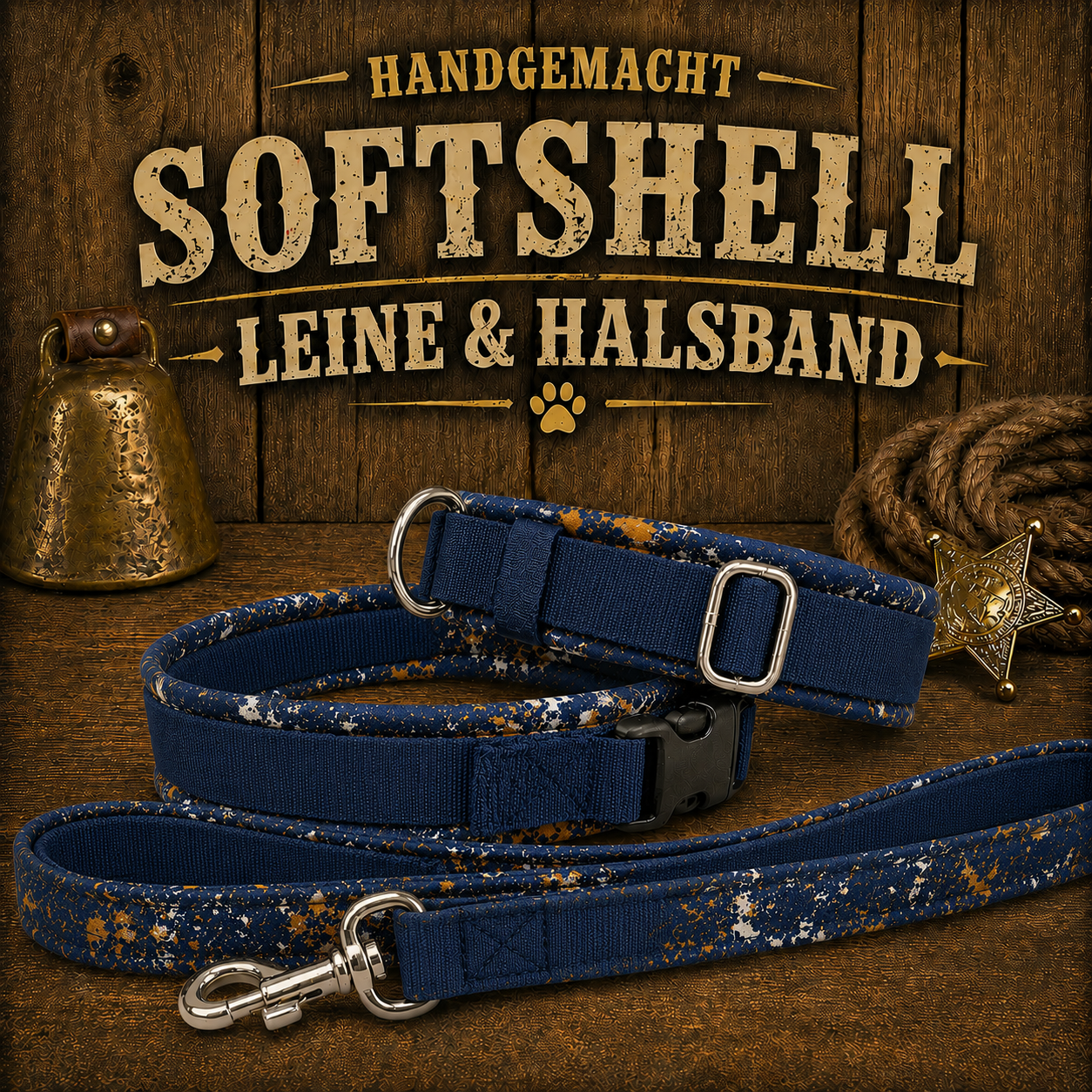 Halsband & Leine in Nylon & Softshell Nuget