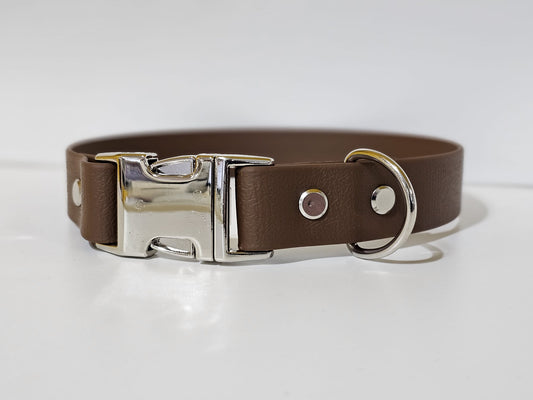 Halsband 25mm breit | braun / silber