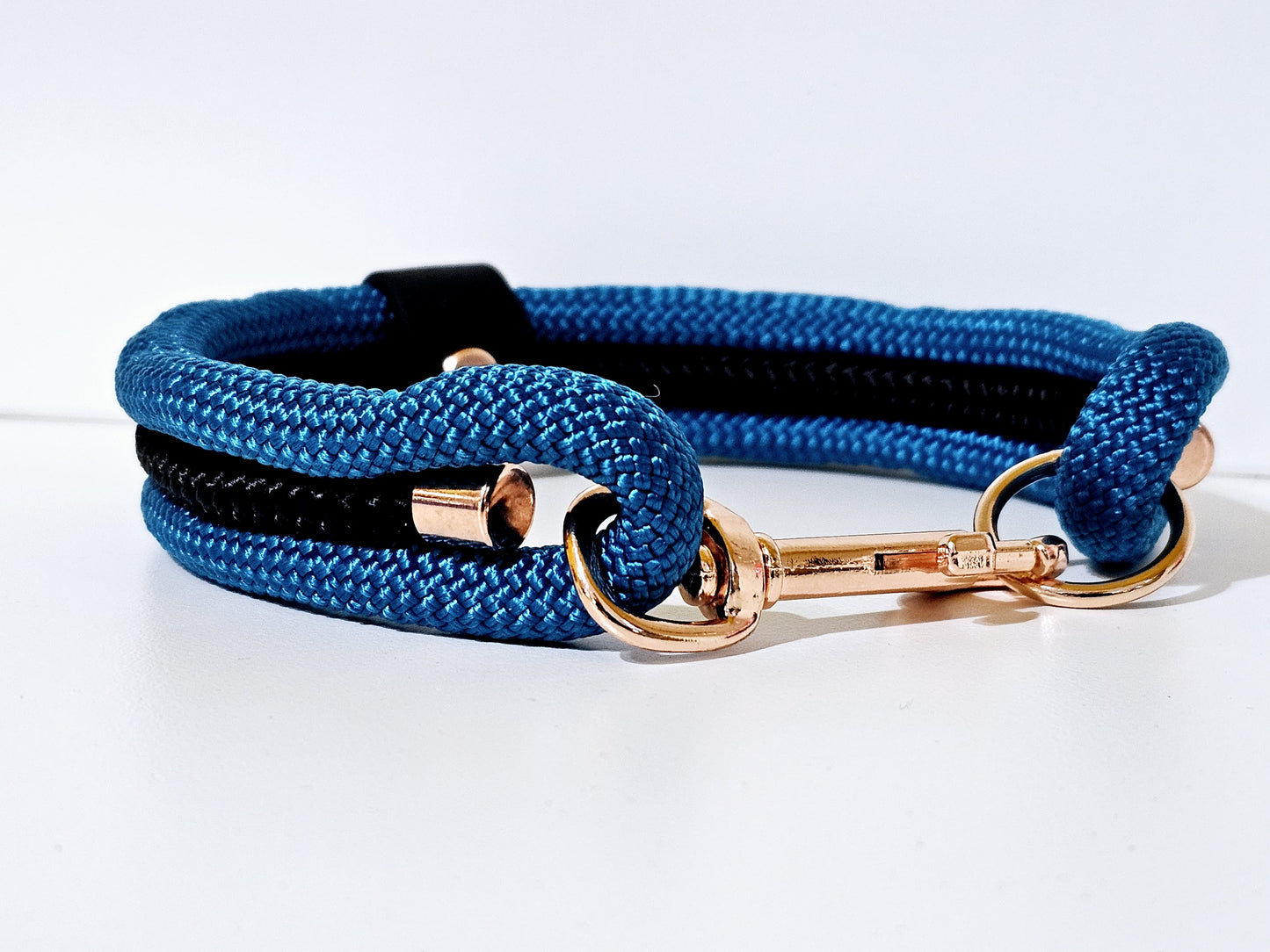 Tau Premium Halsband TRIO | 10mm | Bolzenhacken blau / schwarz - rose gold