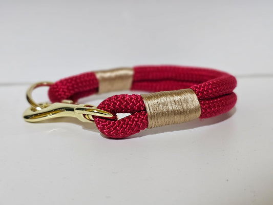 Tau Premium Halsband | 8mm | Bolzenhacken rot / gold