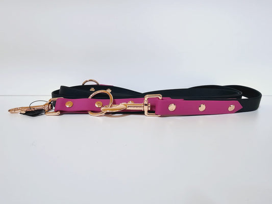 Doppelleine 2m black / violett "Lady violett"
