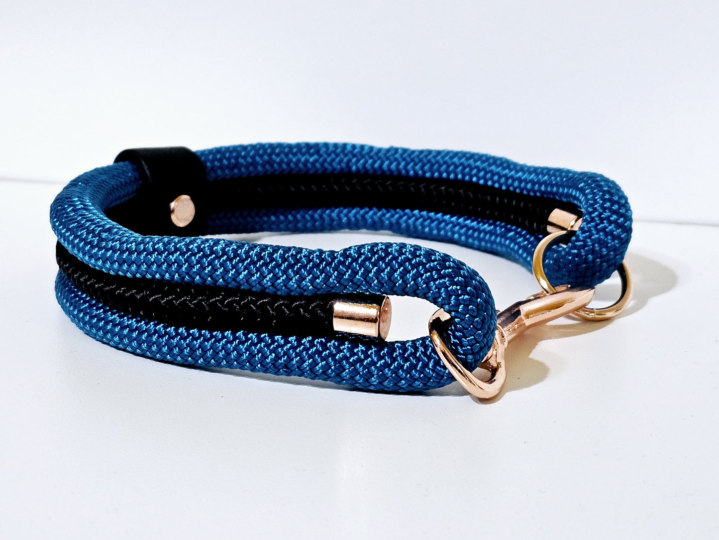 Tau Premium Halsband TRIO | 10mm | Bolzenhacken blau / schwarz - rose gold