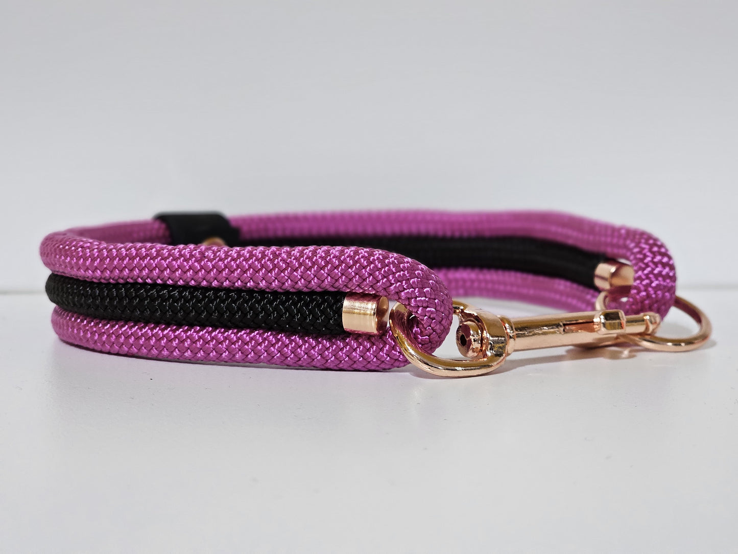 Tau Premium Halsband TRIO | 10mm | Bolzenhacken pink / schwarz - rose gold
