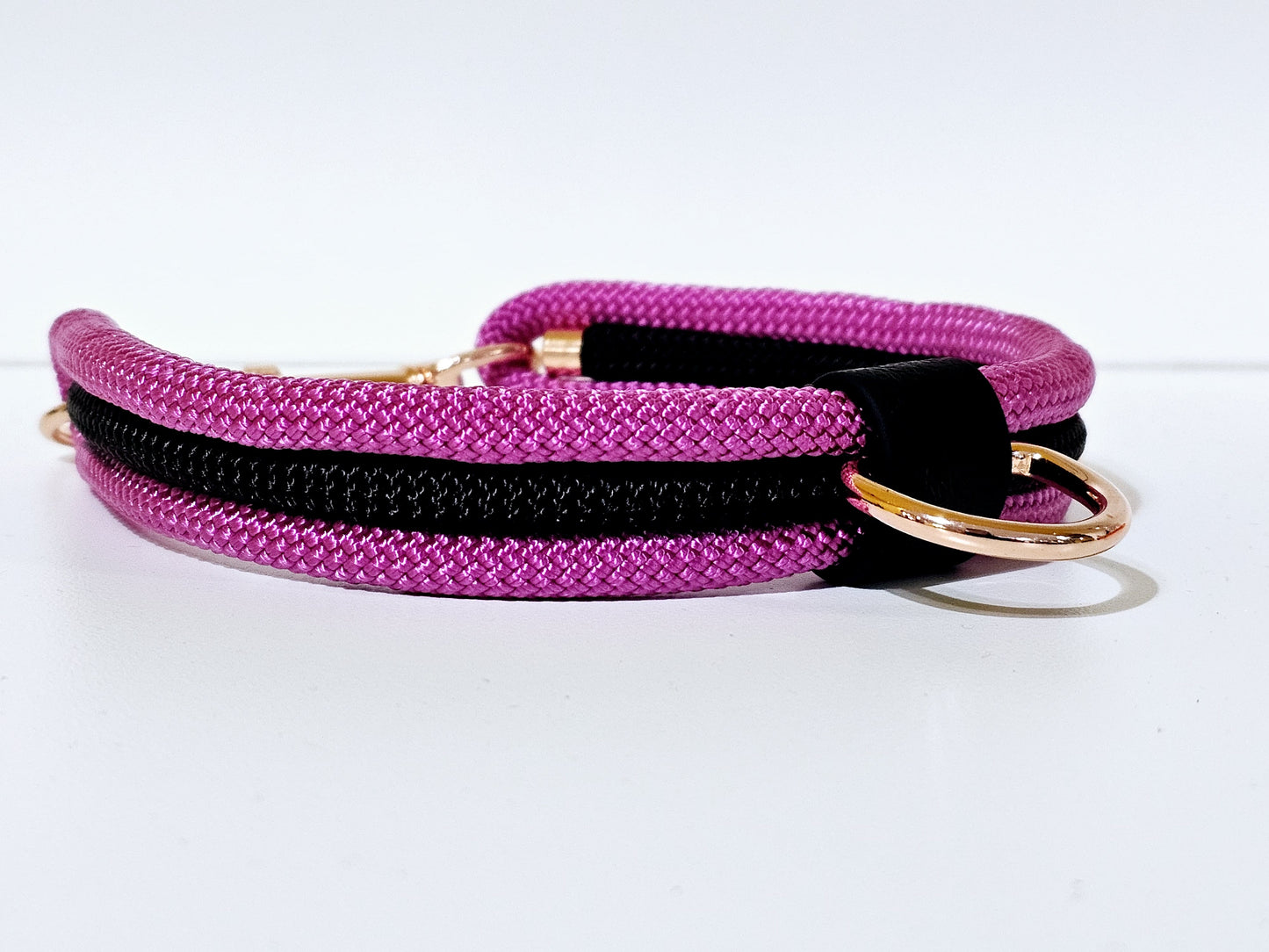 Tau Premium Halsband TRIO | 10mm | Bolzenhacken pink / schwarz - rose gold