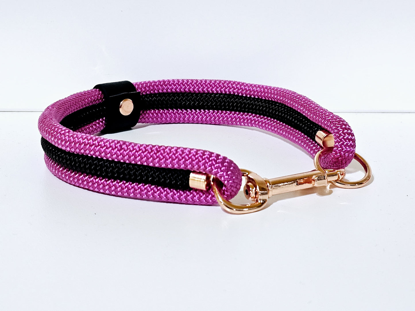 Tau Premium Halsband TRIO | 10mm | Bolzenhacken pink / schwarz - rose gold