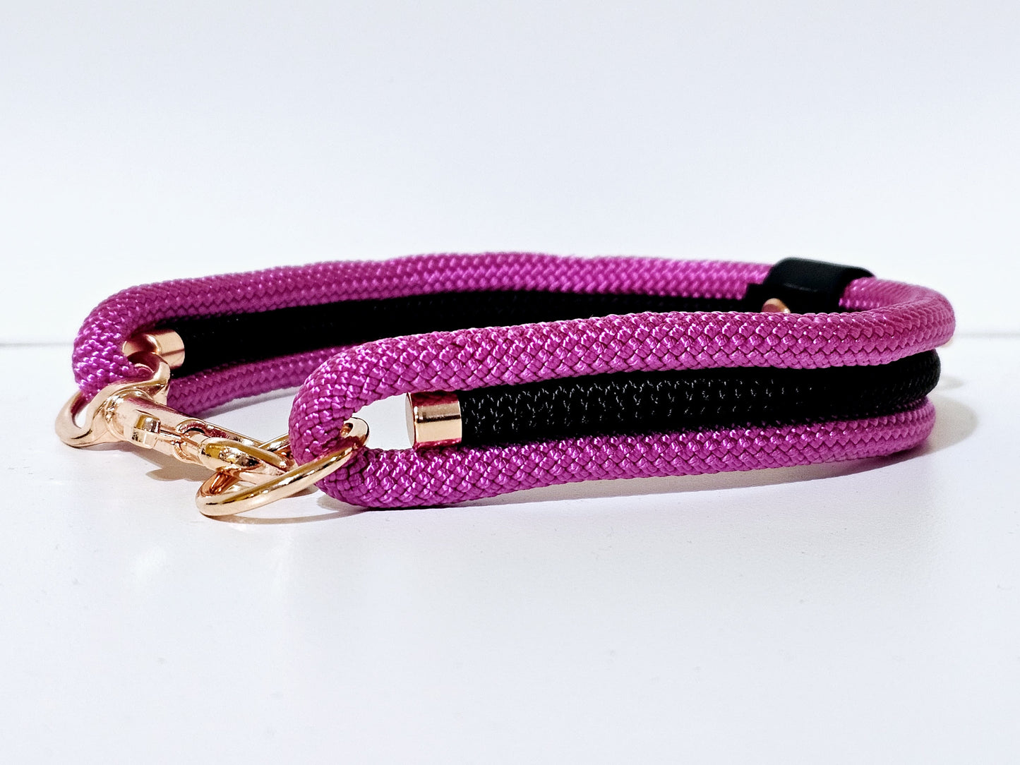 Tau Premium Halsband TRIO | 10mm | Bolzenhacken pink / schwarz - rose gold