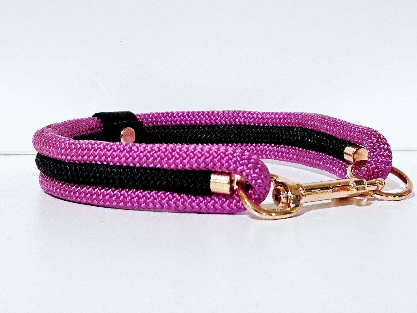 Tau Premium Halsband TRIO | 10mm | Bolzenhacken pink / schwarz - rose gold