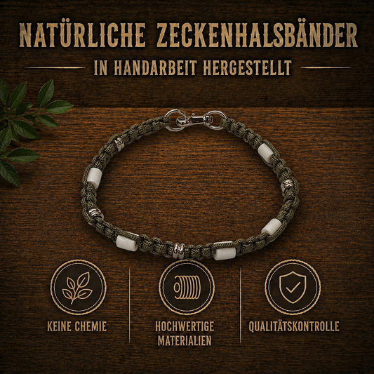ANTI-ZECKENHALSBAND – Natürlicher Schutz ohne Chemie! grün / silber / gerillt