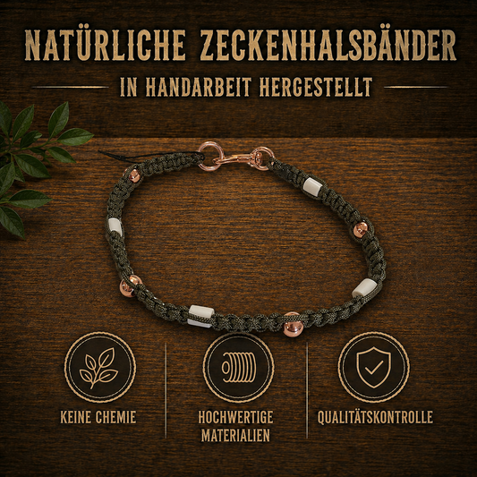 ANTI-ZECKENHALSBAND – Natürlicher Schutz ohne Chemie! grün / gold / kugel
