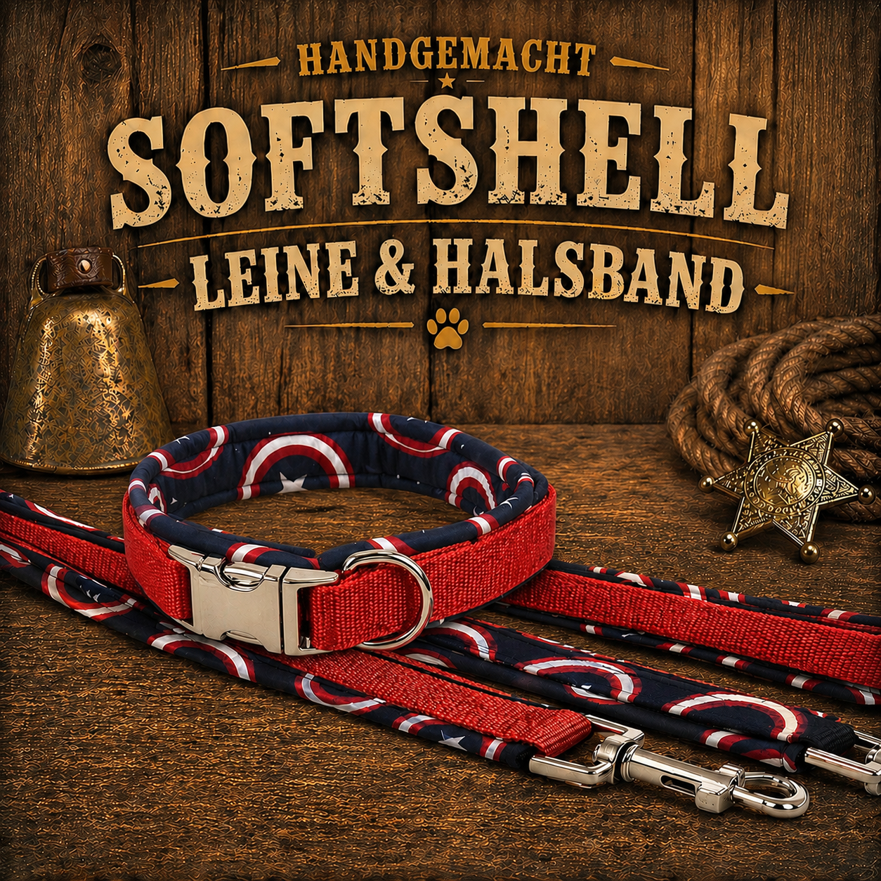Halsband & Leine in Nylon & Softshell AMERICA