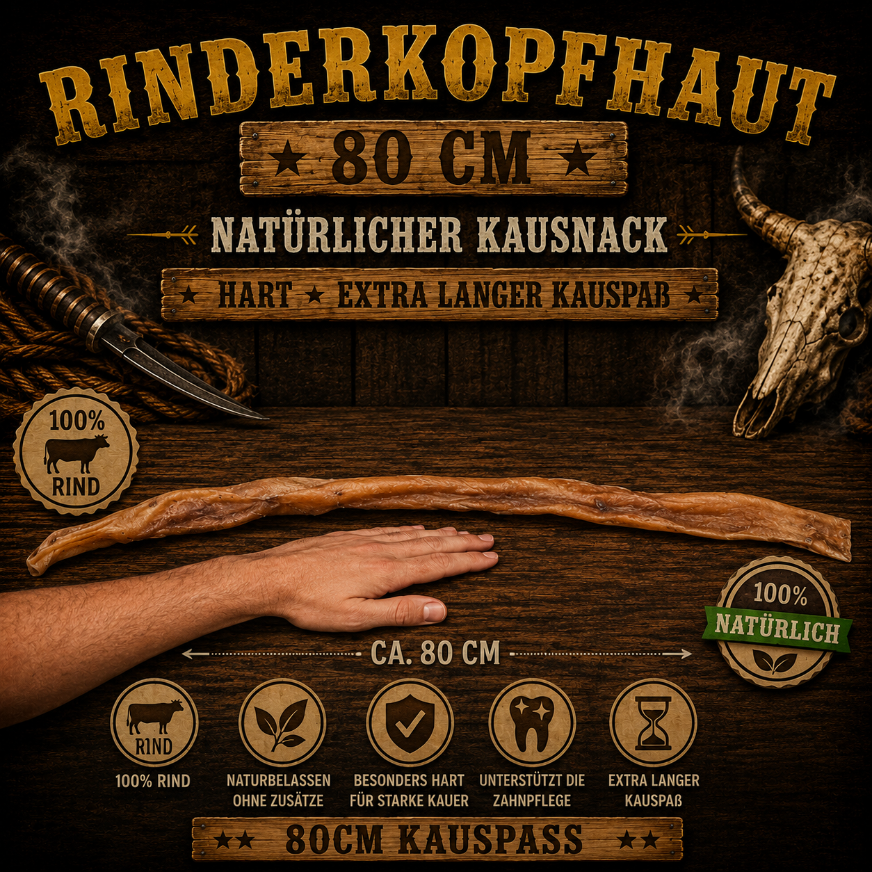 Rinderkopfhautstange 80cm