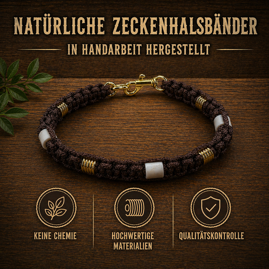 ANTI-ZECKENHALSBAND – Natürlicher Schutz ohne Chemie! braun / gold / gerillt