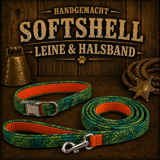 Halsband & Leine in Nylon & Softshell DSCHUNGEL